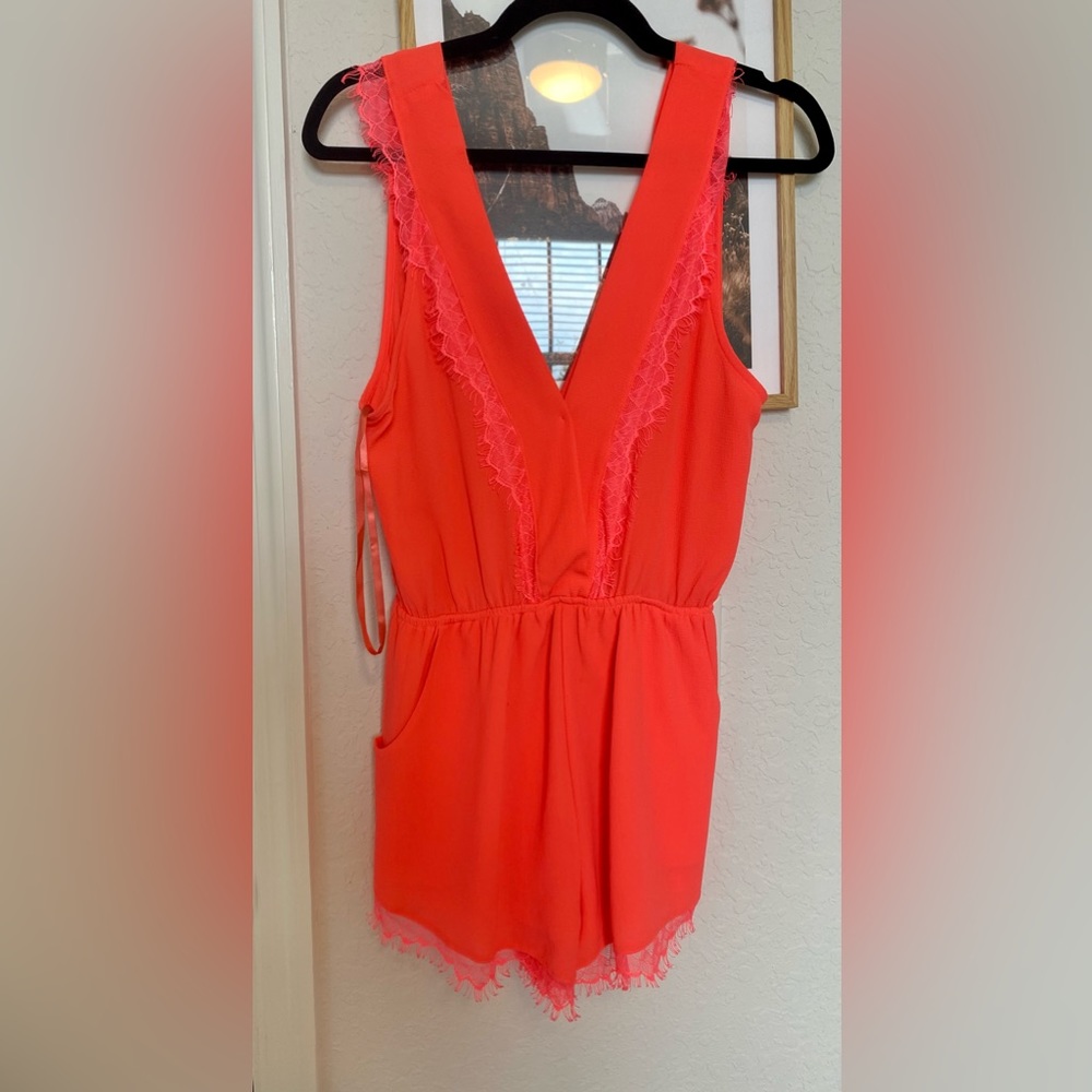 Bright coral romper